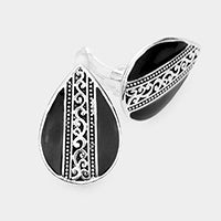 Pendientes de clip de plata antigua y negro