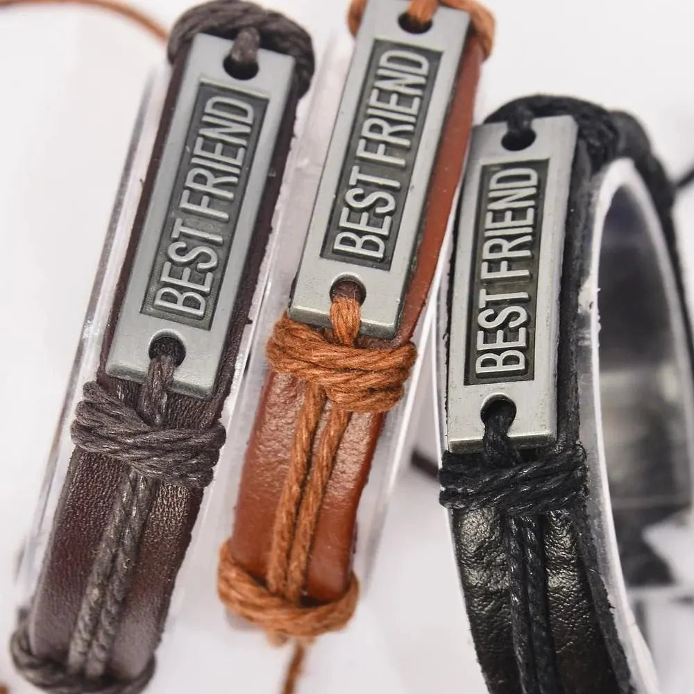 Authentic Leather Adjustable "Best Friend" Bracelet