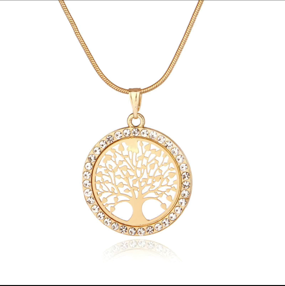 Round Filigree Tree of Life Pendant Necklace Set