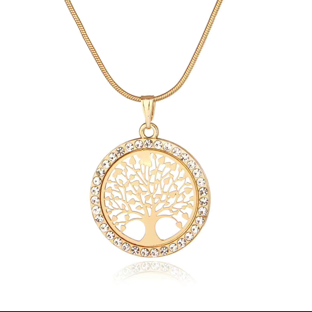 Round Filigree Tree of Life Pendant Necklace Set