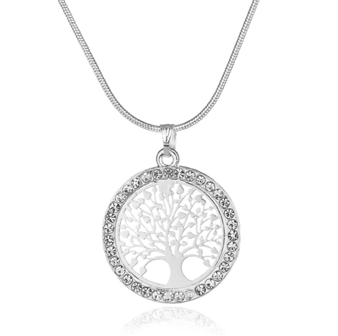 Round Filigree Tree of Life Pendant Necklace Set