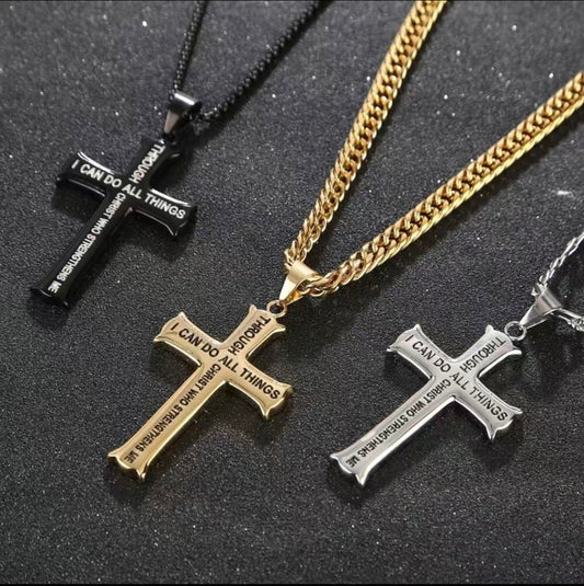 Collier croix "Je peux tout faire par le Christ"