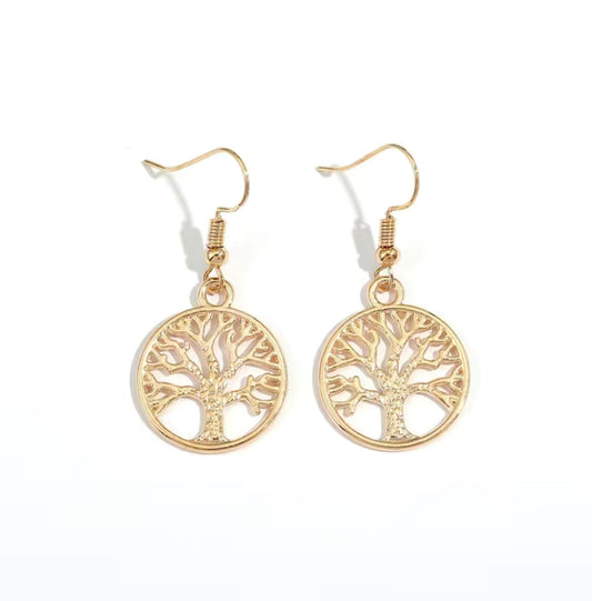 Boucles d'oreilles Arbre de Vie Doré